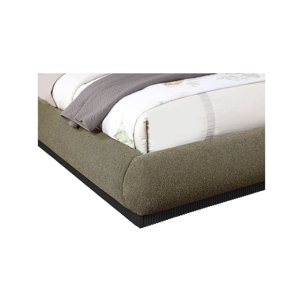 Rigby Olive Boucle Fabric Queen Bed