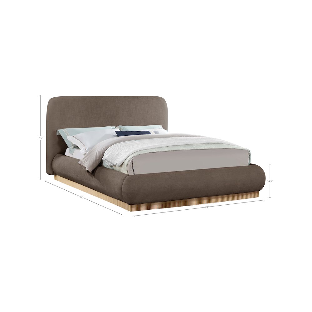 Rigby Brown Linen Textured Fabric Queen Bed