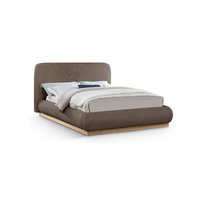 Rigby Brown Linen Textured Fabric Queen Bed