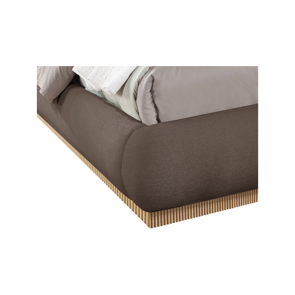 Rigby Brown Linen Textured Fabric Queen Bed