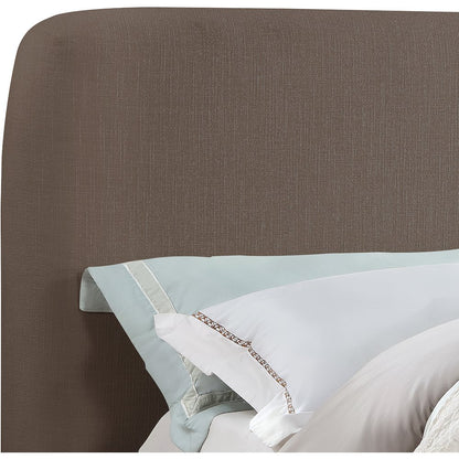 Rigby Brown Linen Textured Fabric Queen Bed