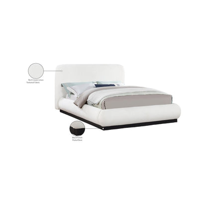 Rigby Cream Linen Textured Fabric King Bed