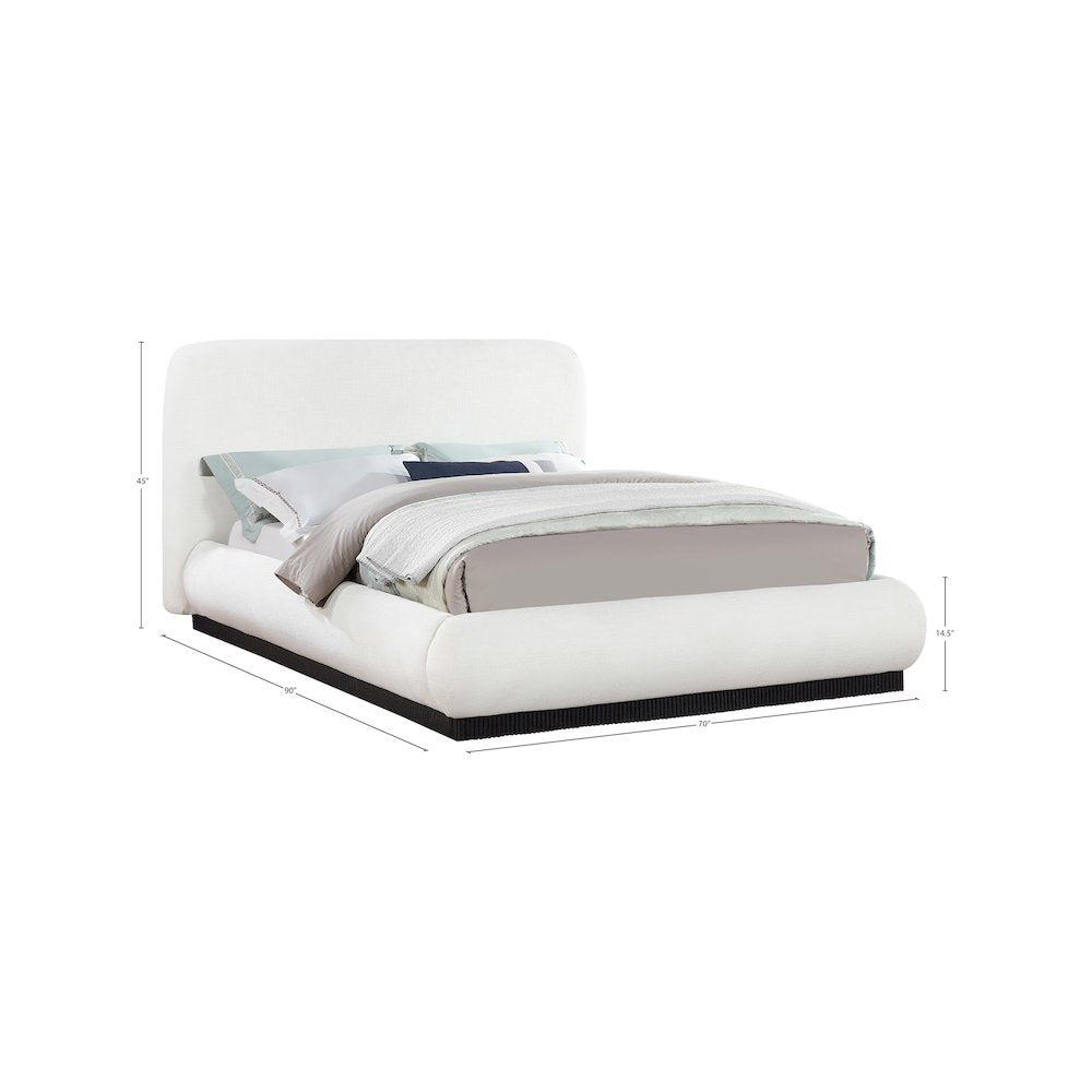 Rigby Cream Linen Textured Fabric Queen Bed