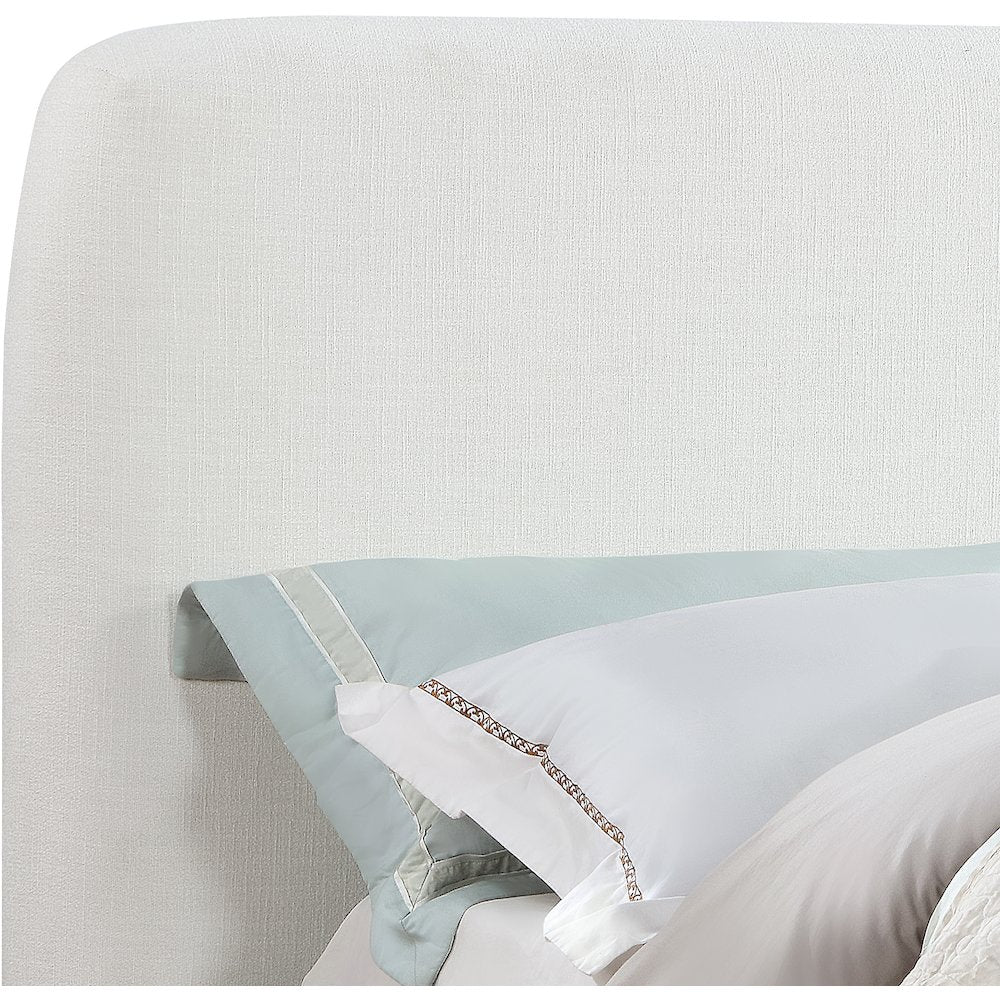 Rigby Cream Linen Textured Fabric Queen Bed