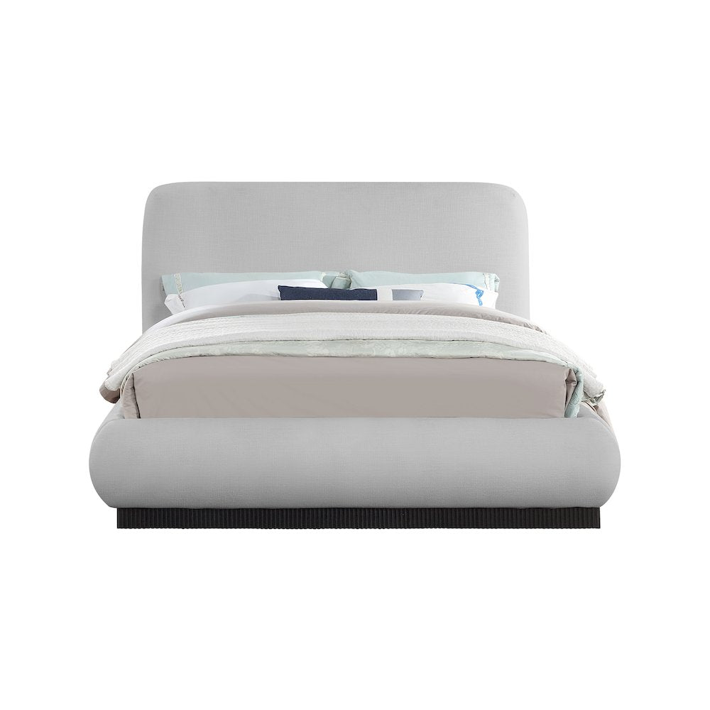 Rigby Grey Linen Textured Fabric King Bed