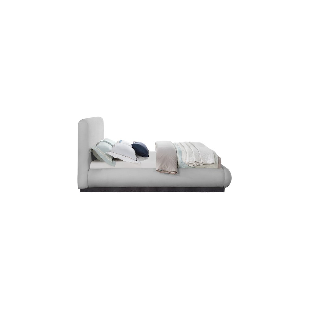 Rigby Grey Linen Textured Fabric King Bed