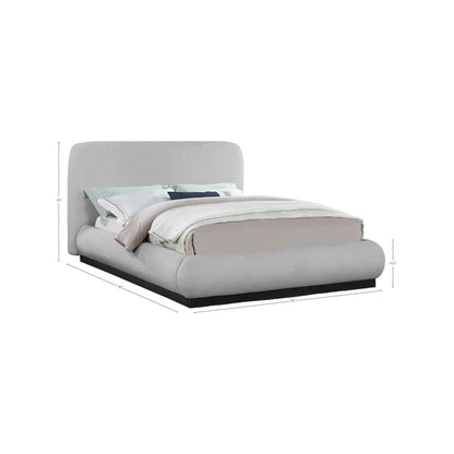 Rigby Grey Linen Textured Fabric Queen Bed
