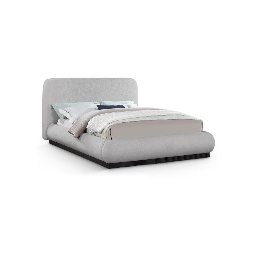Rigby Grey Linen Textured Fabric Queen Bed
