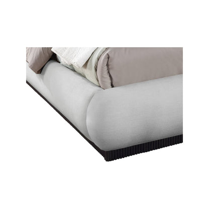 Rigby Grey Linen Textured Fabric Queen Bed