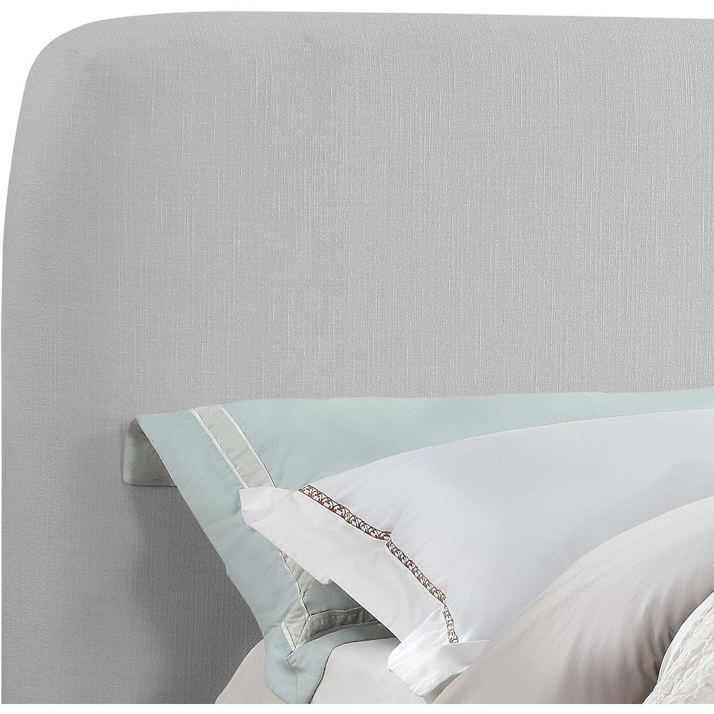 Rigby Grey Linen Textured Fabric Queen Bed