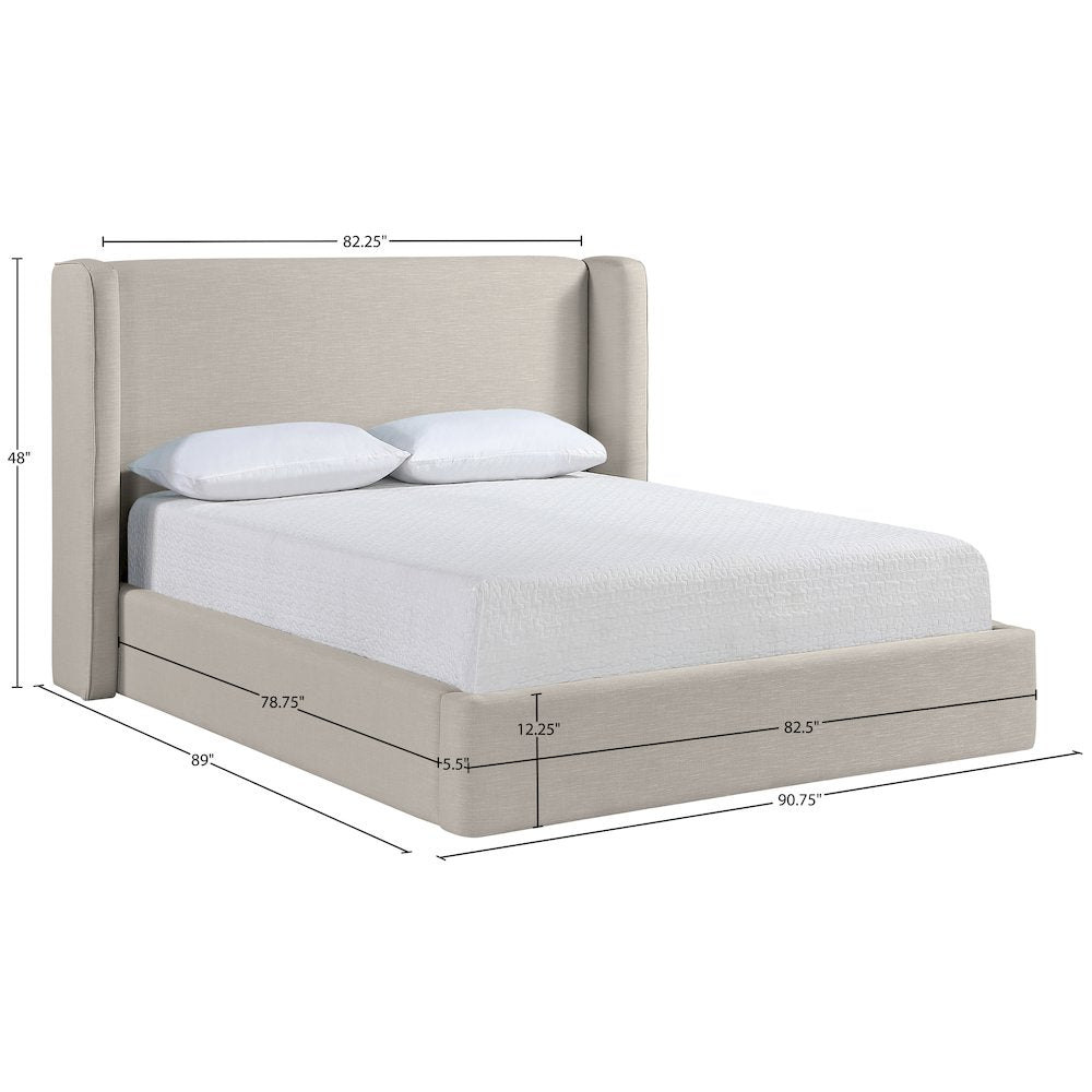 Kendall Beige Linen Textured Fabric Upholstered King Bed