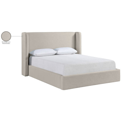 Kendall Beige Linen Textured Fabric Upholstered King Bed