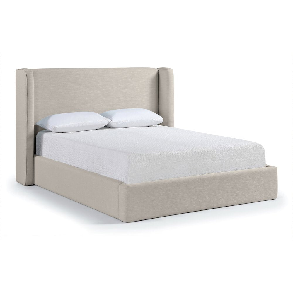 Kendall Beige Linen Textured Fabric Upholstered King Bed