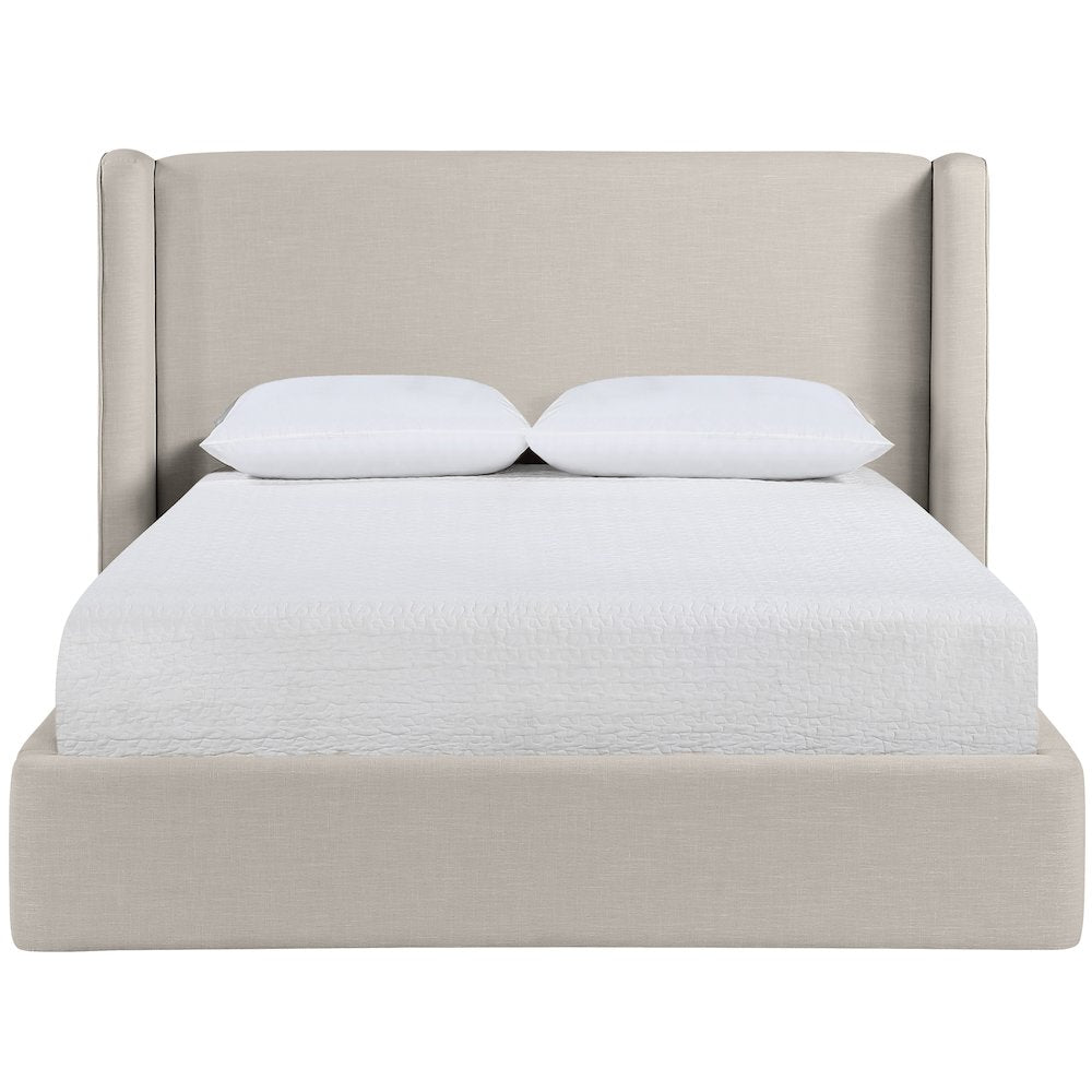 Kendall Beige Linen Textured Fabric Upholstered King Bed