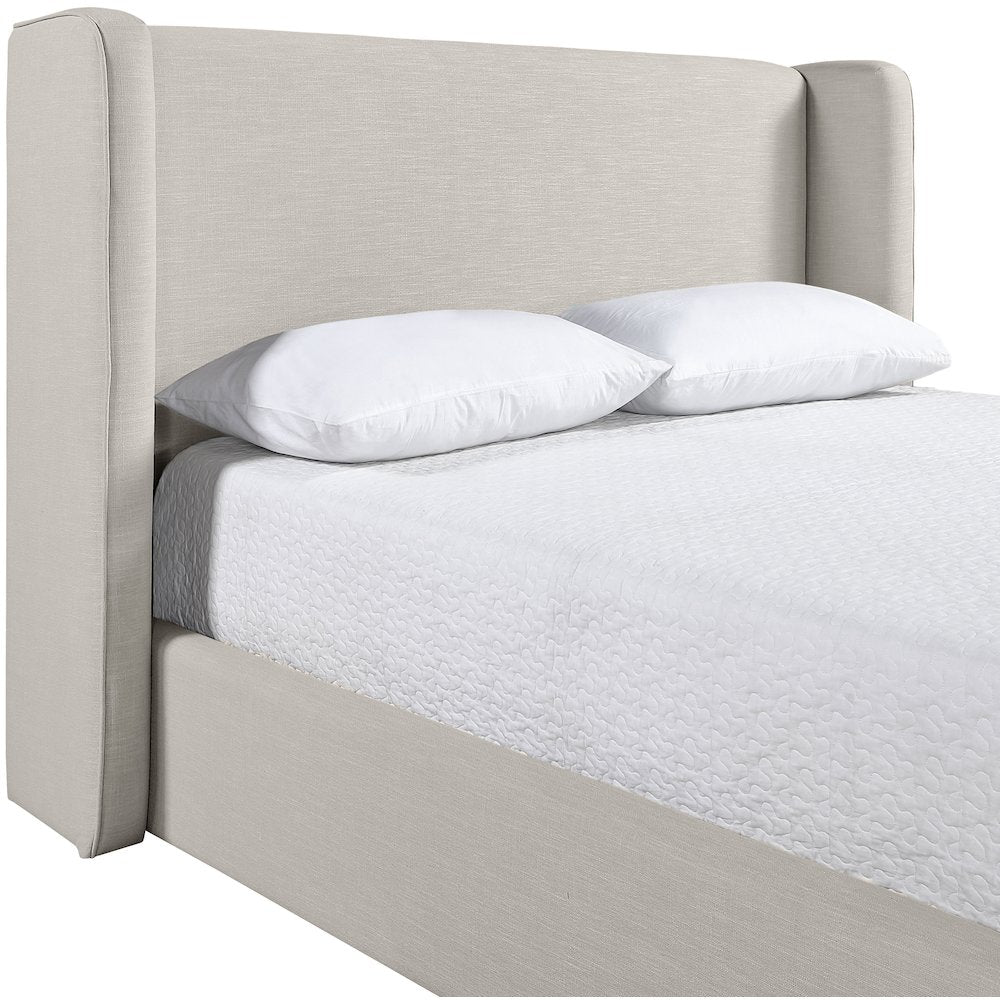 Kendall Beige Linen Textured Fabric Upholstered King Bed