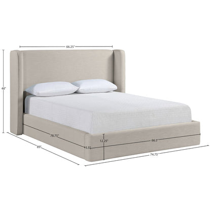 Kendall Beige Linen Textured Fabric Upholstered Queen Bed