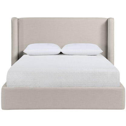 Kendall Beige Linen Textured Fabric Upholstered Queen Bed