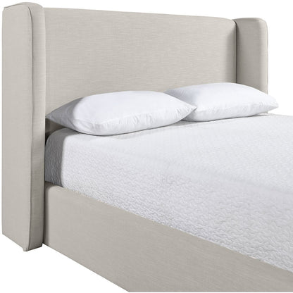 Kendall Beige Linen Textured Fabric Upholstered Queen Bed