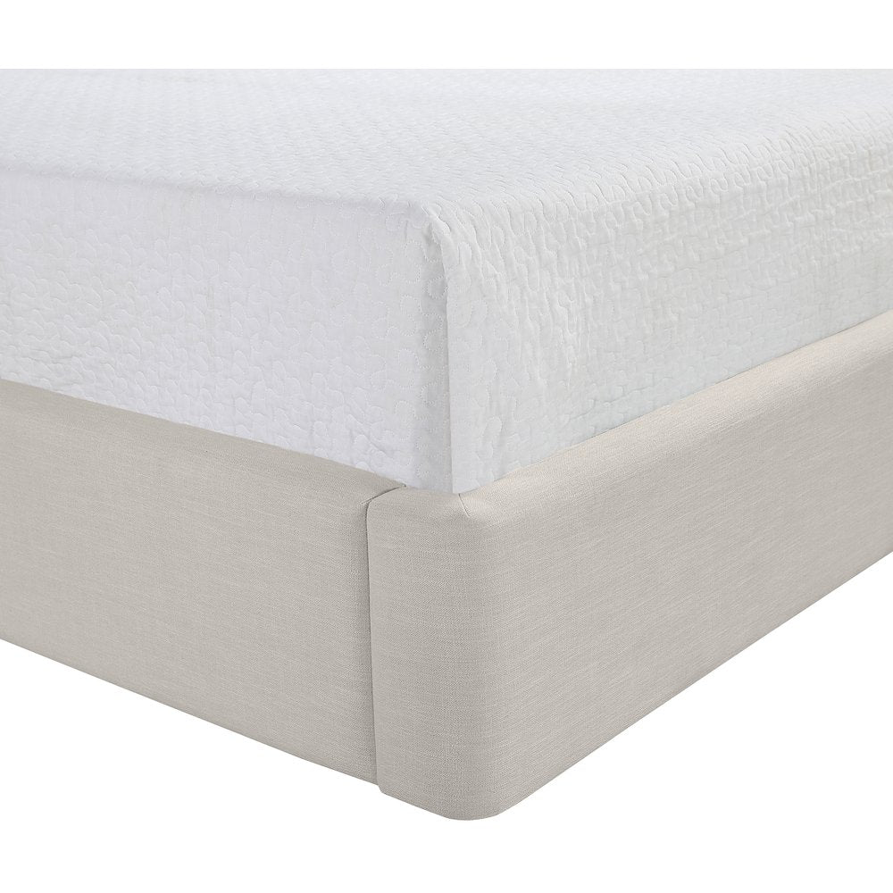 Kendall Beige Linen Textured Fabric Upholstered Queen Bed