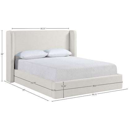 Kendall Cream Linen Textured Fabric Upholstered Full Bed