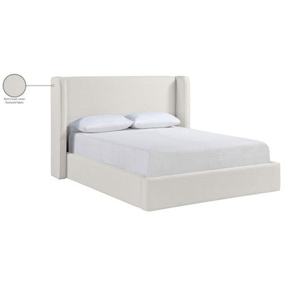 Kendall Cream Linen Textured Fabric Upholstered Full Bed