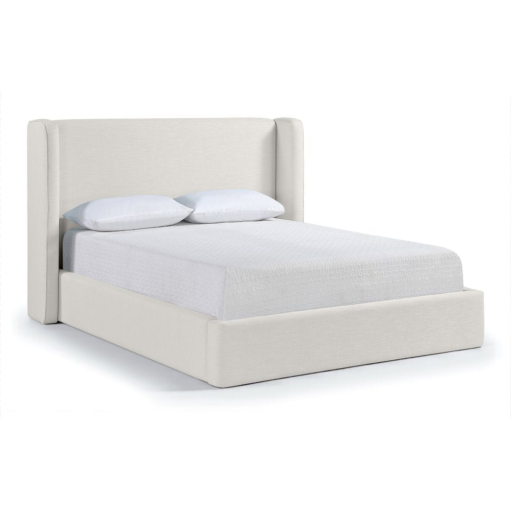 Kendall Cream Linen Textured Fabric Upholstered Full Bed