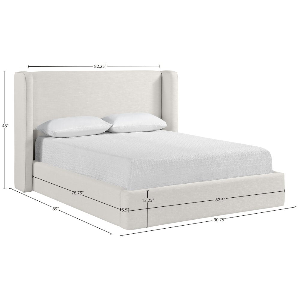 Kendall Cream Linen Textured Fabric Upholstered King Bed