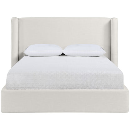 Kendall Cream Linen Textured Fabric Upholstered King Bed