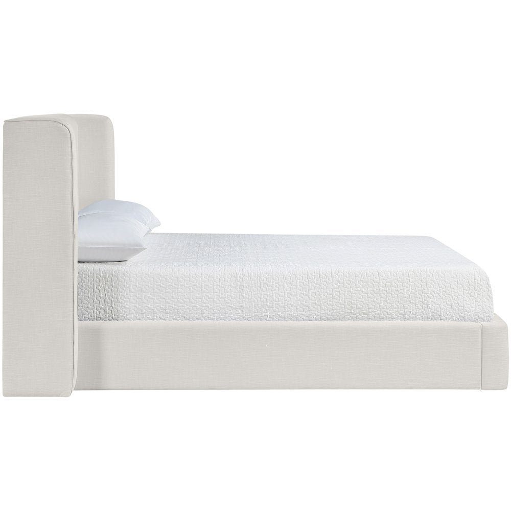 Kendall Cream Linen Textured Fabric Upholstered King Bed
