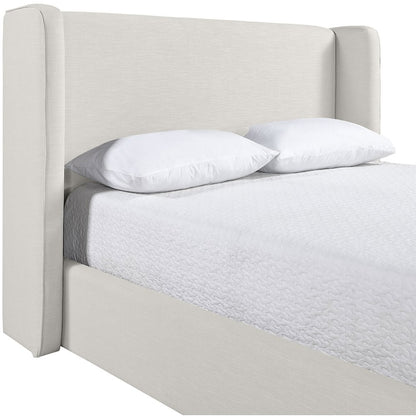Kendall Cream Linen Textured Fabric Upholstered King Bed