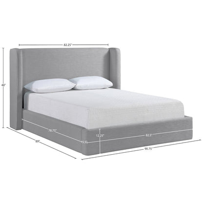 Kendall Grey Linen Textured Fabric Upholstered King Bed