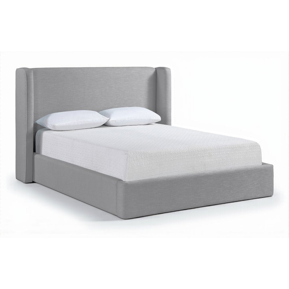 Kendall Grey Linen Textured Fabric Upholstered King Bed