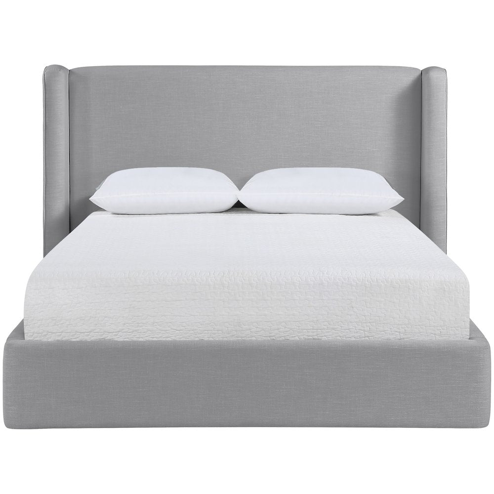 Kendall Grey Linen Textured Fabric Upholstered Queen Bed