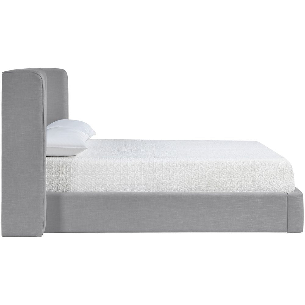 Kendall Grey Linen Textured Fabric Upholstered Queen Bed