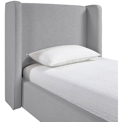 Kendall Grey Linen Textured Fabric Upholstered Twin Bed