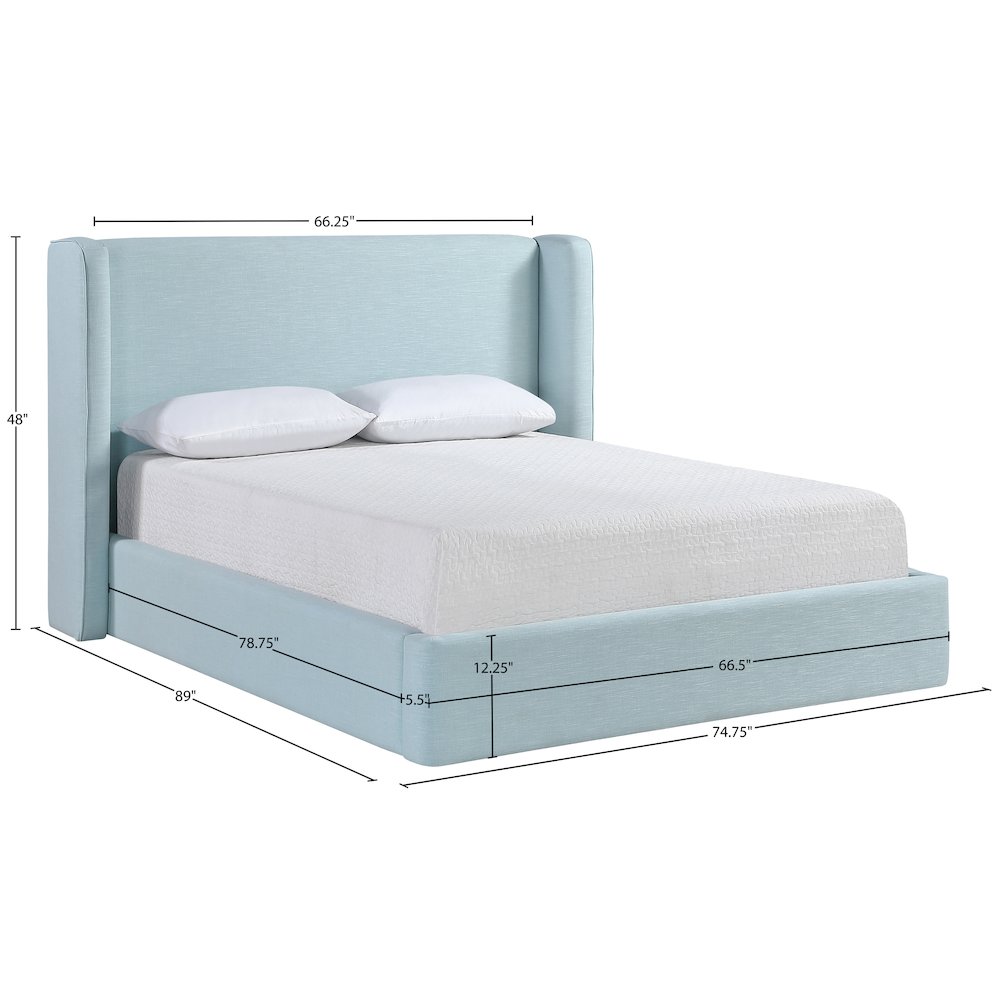 Kendall Light Blue Linen Textured Fabric Upholstered Queen Bed