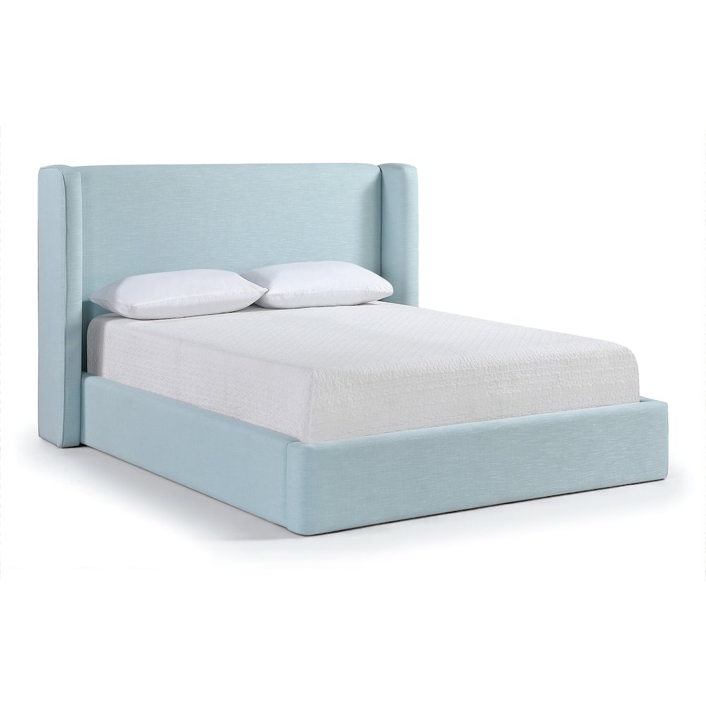 Kendall Light Blue Linen Textured Fabric Upholstered Queen Bed