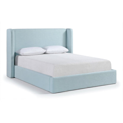 Kendall Light Blue Linen Textured Fabric Upholstered Queen Bed