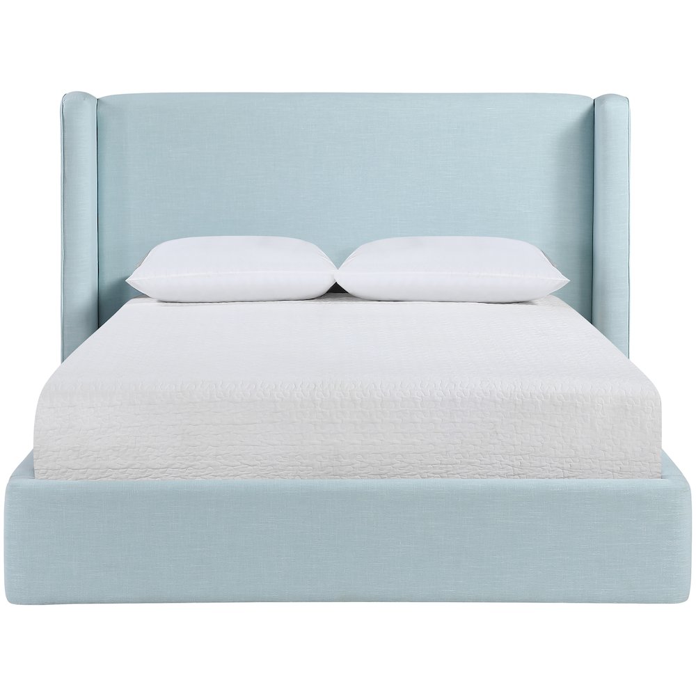 Kendall Light Blue Linen Textured Fabric Upholstered Queen Bed