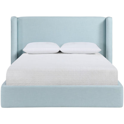 Kendall Light Blue Linen Textured Fabric Upholstered Queen Bed