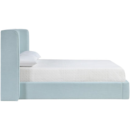Kendall Light Blue Linen Textured Fabric Upholstered Queen Bed