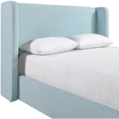 Kendall Light Blue Linen Textured Fabric Upholstered Queen Bed