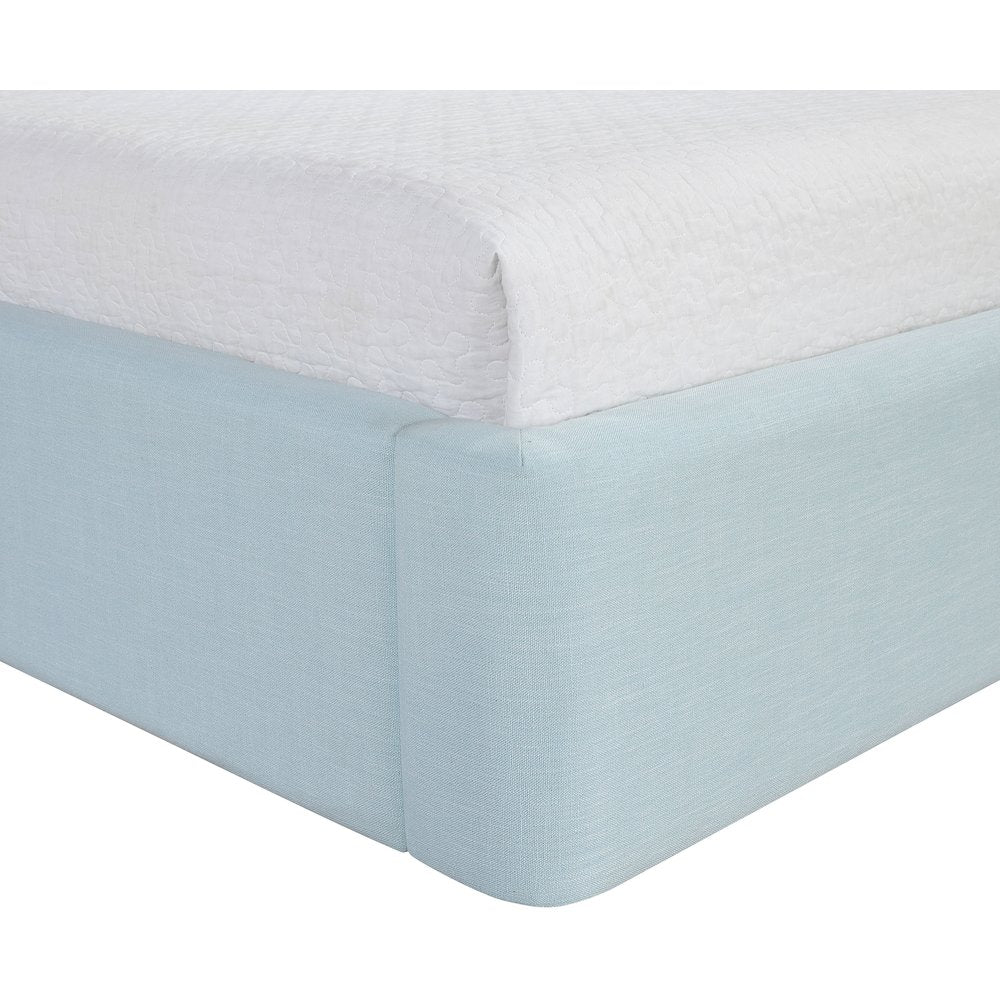 Kendall Light Blue Linen Textured Fabric Upholstered Queen Bed