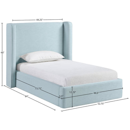 Kendall Light Blue Linen Textured Fabric Upholstered Twin Bed