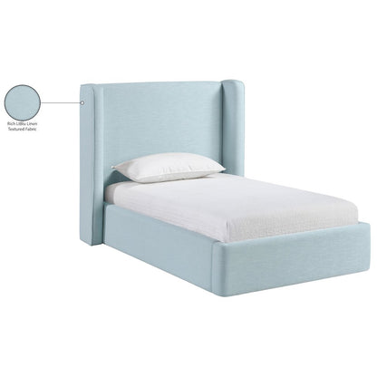 Kendall Light Blue Linen Textured Fabric Upholstered Twin Bed