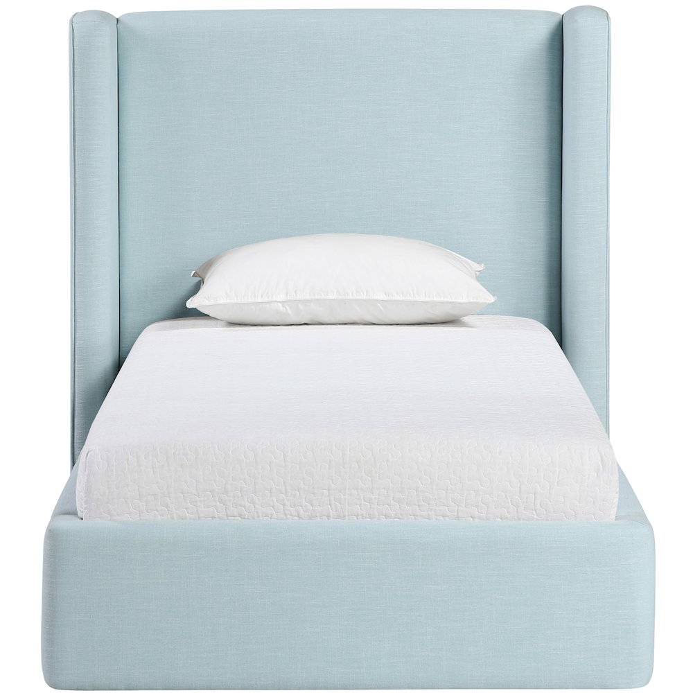 Kendall Light Blue Linen Textured Fabric Upholstered Twin Bed