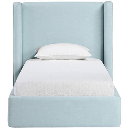 Kendall Light Blue Linen Textured Fabric Upholstered Twin Bed