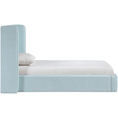 Kendall Light Blue Linen Textured Fabric Upholstered Twin Bed