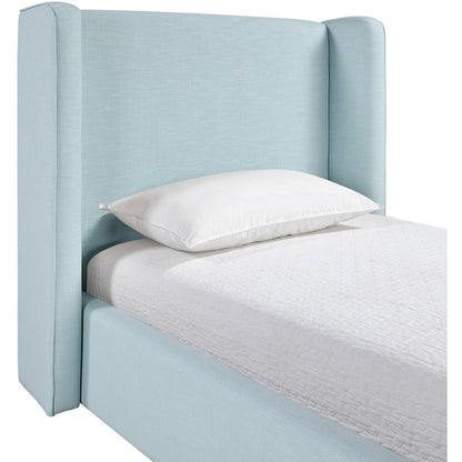 Kendall Light Blue Linen Textured Fabric Upholstered Twin Bed