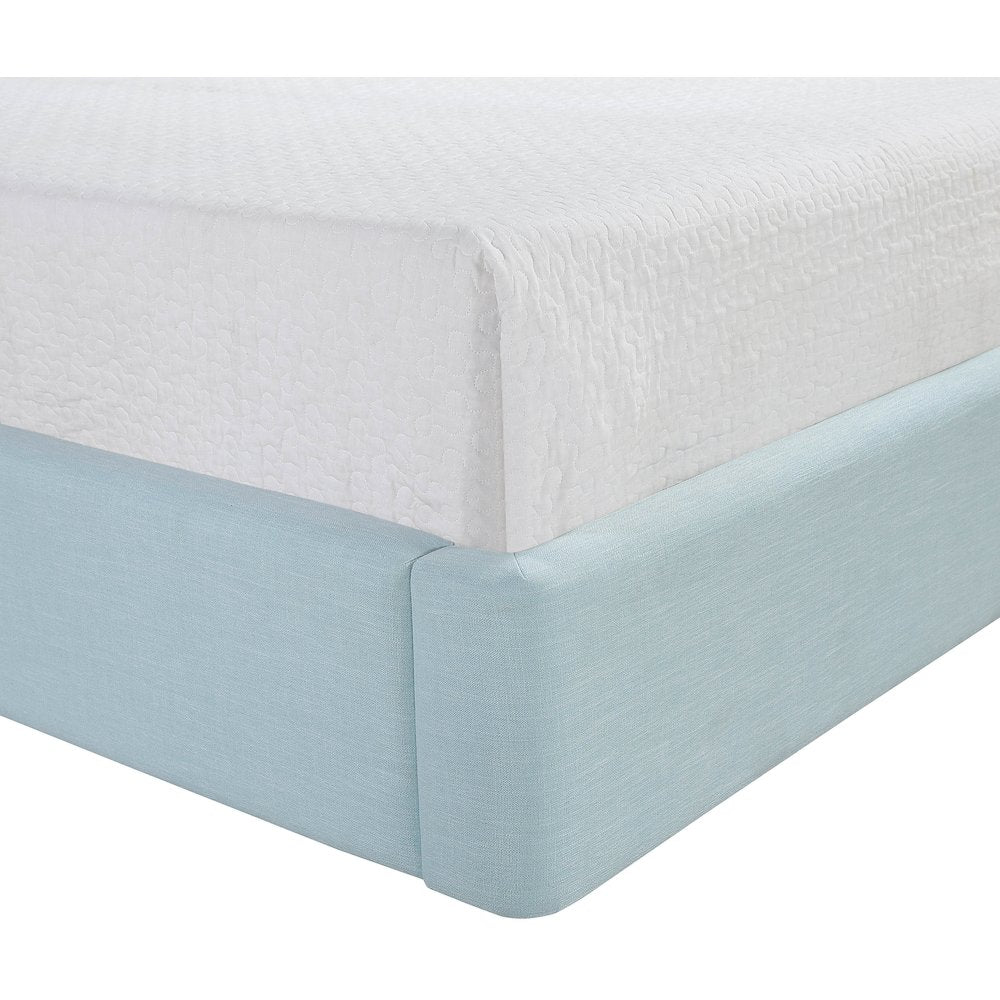 Kendall Light Blue Linen Textured Fabric Upholstered Twin Bed
